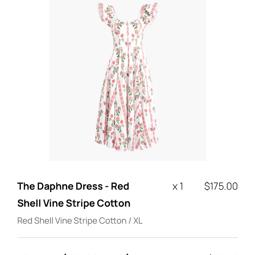 Hill House White Floral Dress with Red and Green Accents